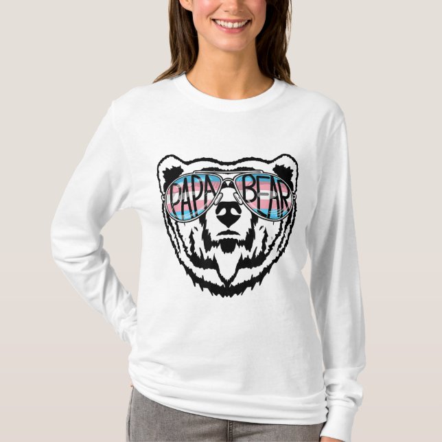 Trans Pappa Bear Proud Pappa Ally Transgender Rain T Shirt (Framsida)