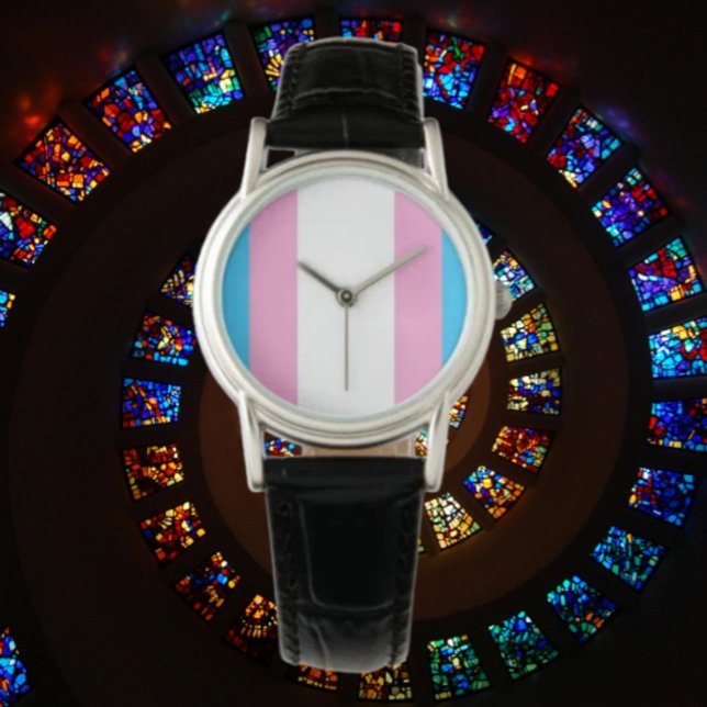 Trans Pride Classic: Svart läderarmbandsur Armbandsur (Skapare uppladdad)