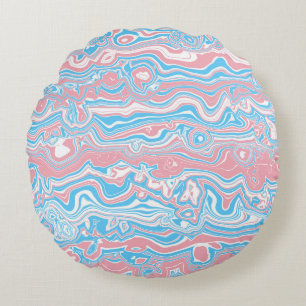 Trans Pride Flag Trippig Boho Groovy Vågiga Ränder Rund Kudde