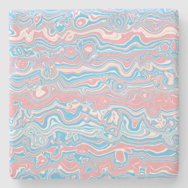 Trans Pride Flag Trippig Boho Groovy Vågiga Ränder Stenunderlägg (Framsidan)