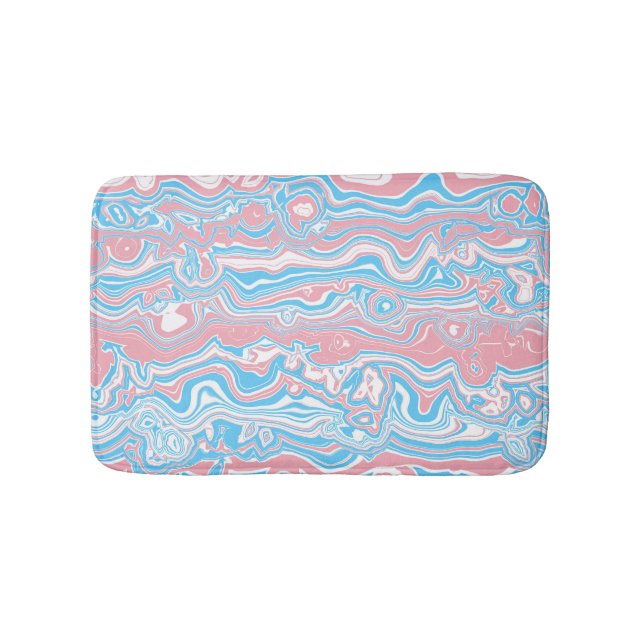 Trans Pride Flag Trippy Boho Groovy Vågiga Ränder Badrumsmatta (Framsidan)