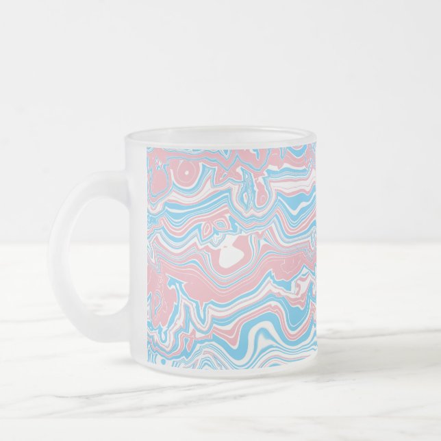 Trans Pride Flag Trippy Boho Groovy Vågiga Ränder Frostad Glasmugg (Vänster)