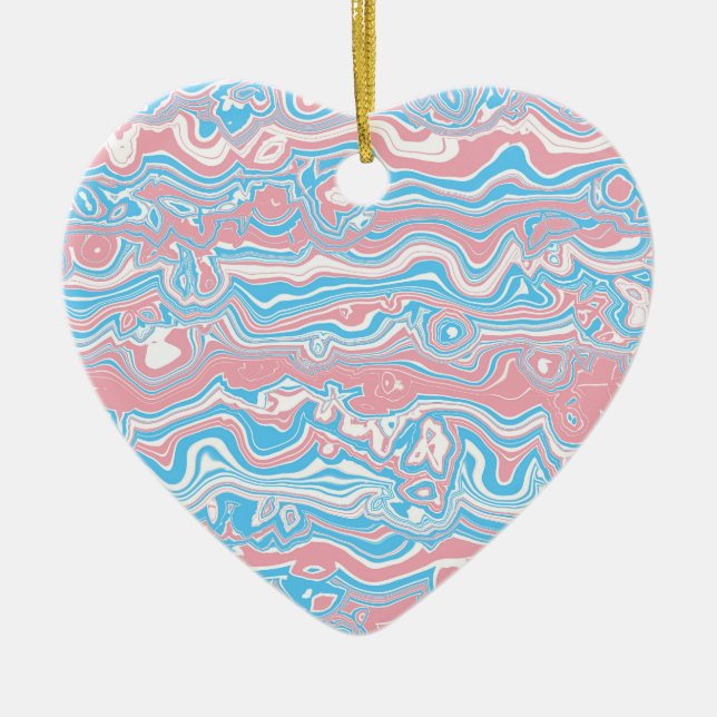 Trans Pride Flag Trippy Boho Groovy Vågiga Ränder Julgransprydnad Keramik (Framsidan)
