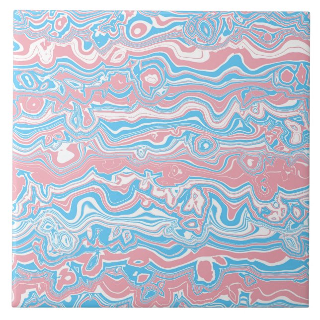 Trans Pride Flag Trippy Boho Groovy Vågiga Ränder Kakelplatta (Framsidan)