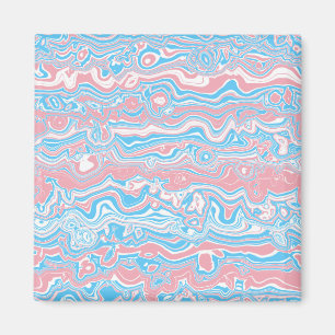 Trans Pride Flag Trippy Boho Groovy Vågiga Ränder Magnet