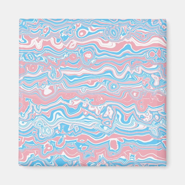 Trans Pride Flag Trippy Boho Groovy Vågiga Ränder Magnet (Framsidan)