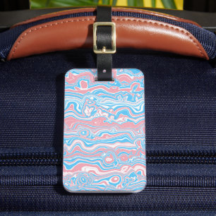 Trans Pride Flag Trippy Boho Groovy Vågor Ränder Bagagebricka