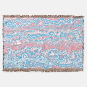 Trans Pride Flag Trippy Boho Groovy Vågor Ränder Filt