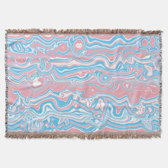 Trans Pride Flag Trippy Boho Groovy Vågor Ränder Filt (Framsidan)