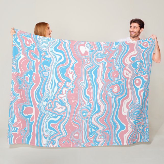 Trans Pride Flag Trippy Boho Groovy Vågor Ränder Fleecefilt (På plats)