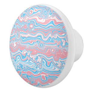 Trans Pride Flag Trippy Boho Groovy Vågor Ränder Knopp