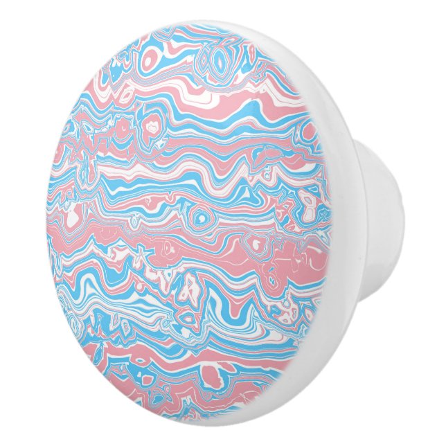 Trans Pride Flag Trippy Boho Groovy Vågor Ränder Knopp (Höger)