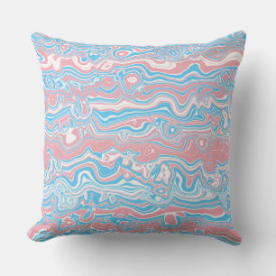 Trans Pride Flag Trippy Boho Groovy Vågor Ränder Kudde