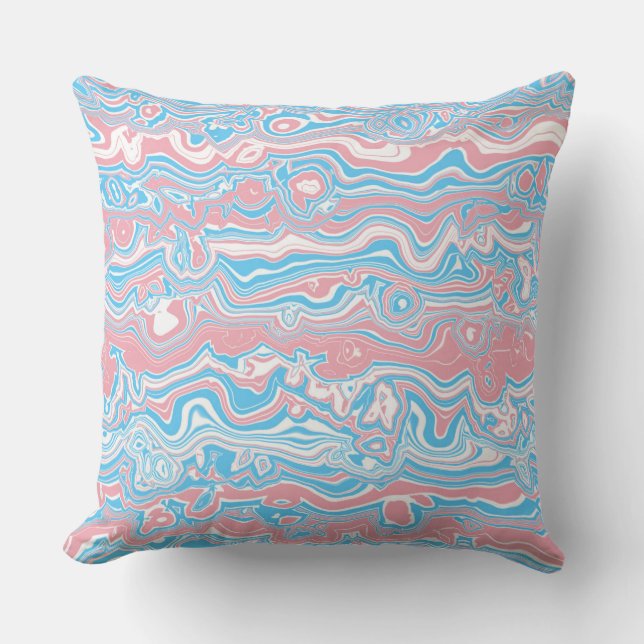 Trans Pride Flag Trippy Boho Groovy Vågor Ränder Kudde (Framsida)