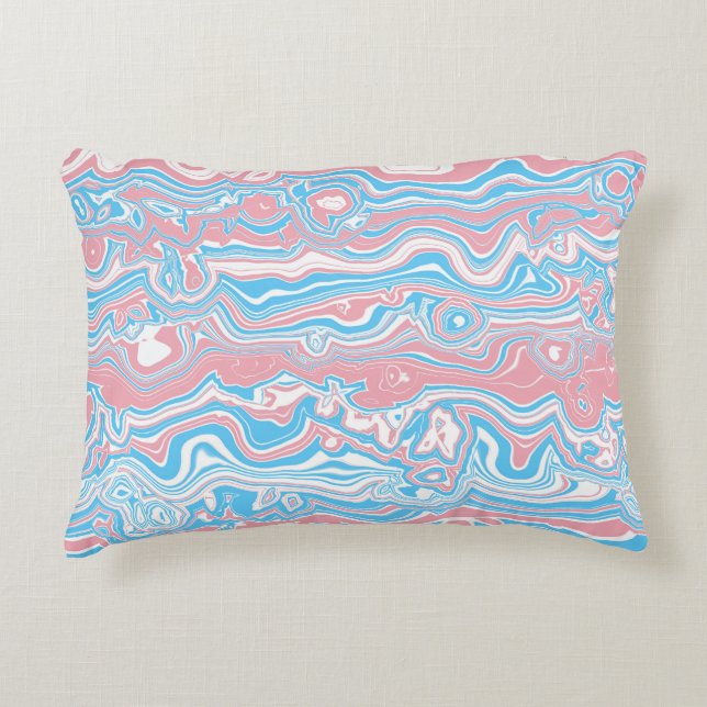 Trans Pride Flag Trippy Boho Groovy Vågor Ränder Prydnadskudde (Framsidan)