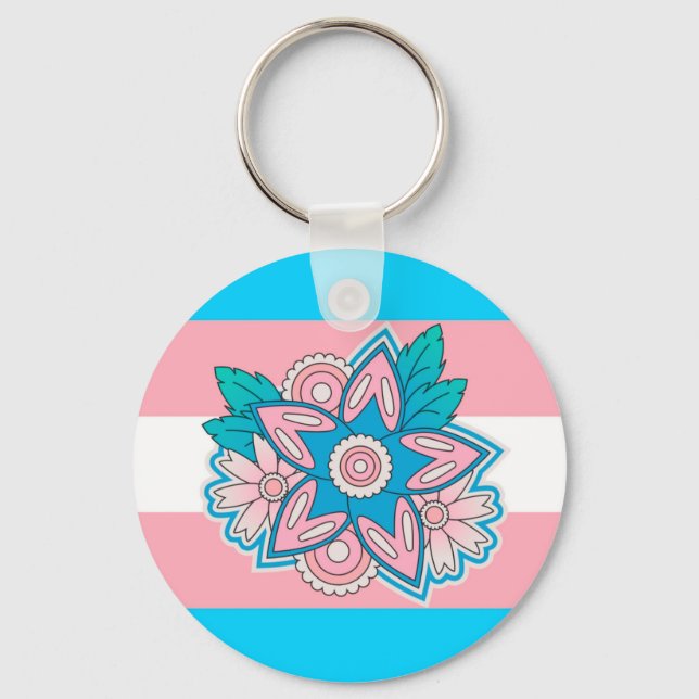 Trans pride flagga-blomma nyckelring (Framsida)
