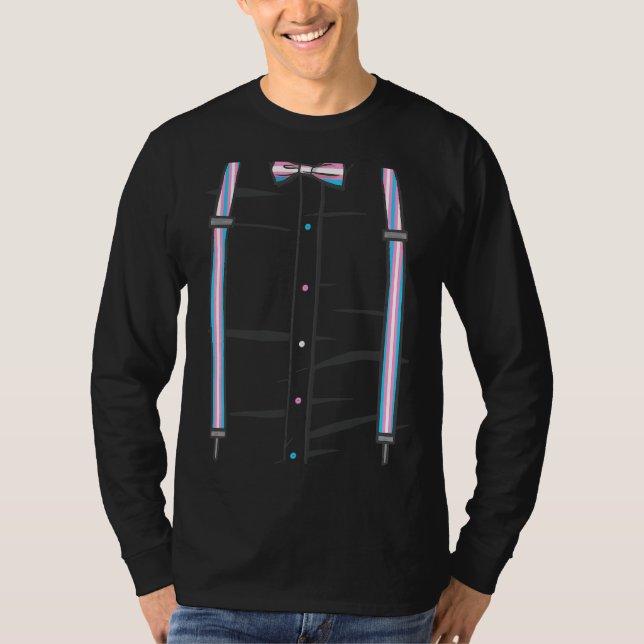 Trans Pride Flagga Bow Tie Suspenders Lgbtq Transg T Shirt (Framsida)