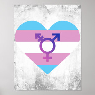 Trans Pride Flagga Heart Poster