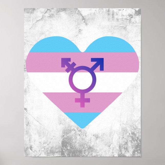 Trans Pride Flagga Heart Poster (Framsidan)