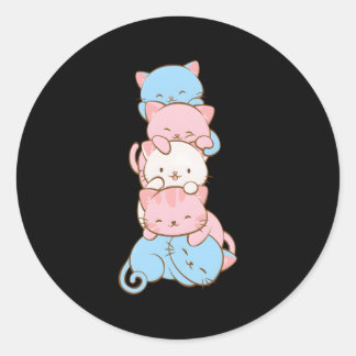 Trans Pride Flagga Kawaii Cat Transgender Runt Klistermärke