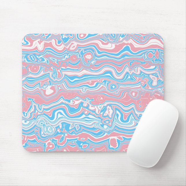 Trans Pride Flagga Trippy Boho Groovy Vågigt Rand Musmatta (Med mus)