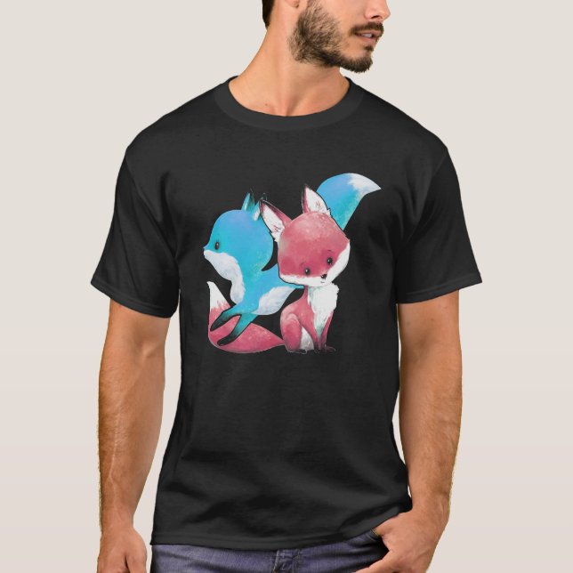 Trans Pride Fox Transgender HBT T Shirt (Framsida)