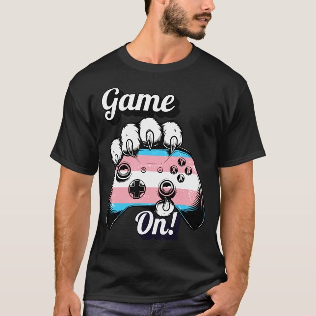Trans Pride Game On Tiger Paw Controller Shirt 26 T (Framsida)