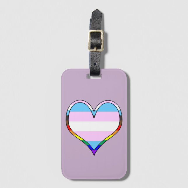Trans Pride Heart Bagagebricka (Framsida vertikal)