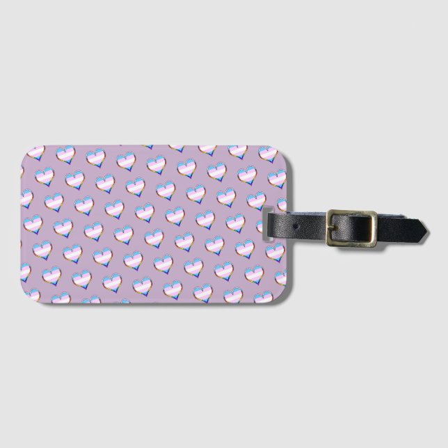 Trans Pride Heart Mönster Luggage Tag Bagagebricka (Framsida horisontal)
