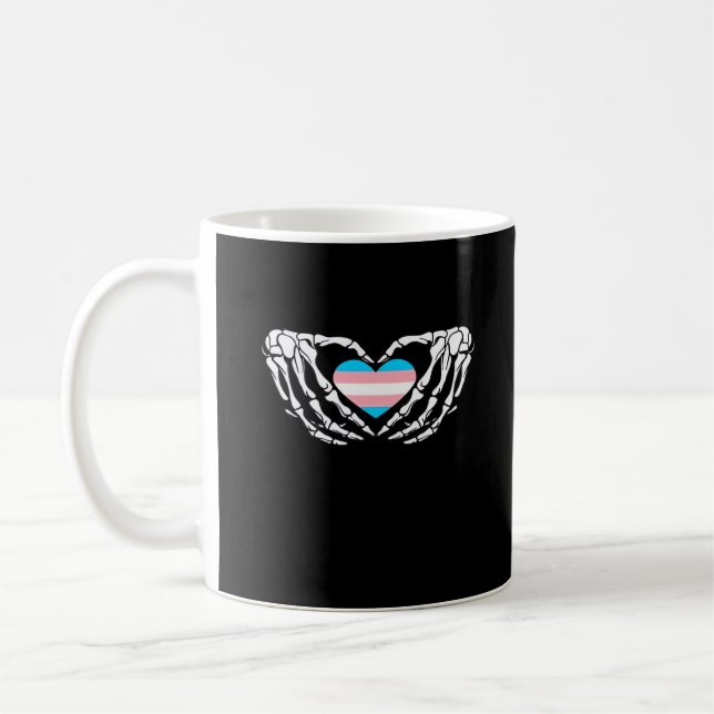 Trans Pride Skeleton Halloween Transgender Goth He Kaffemugg (Vänster)