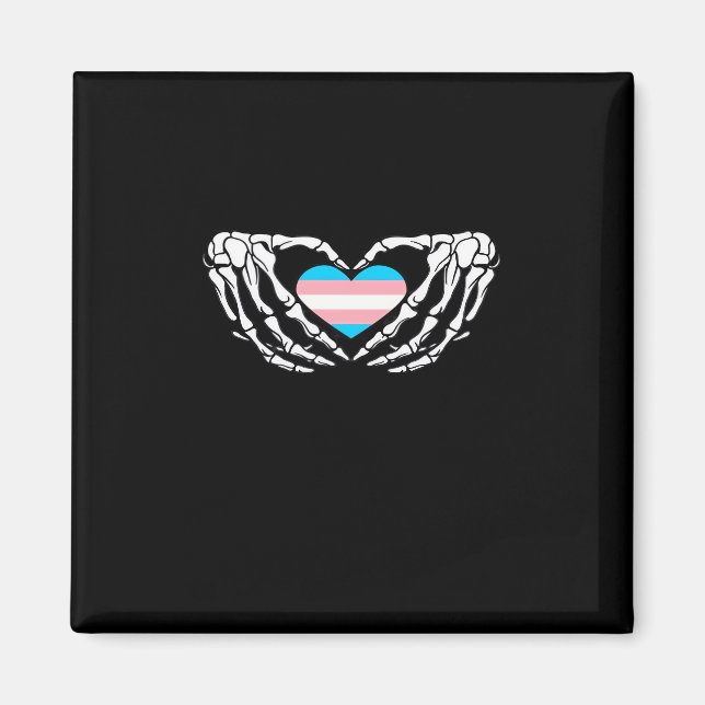 Trans Pride Skeleton Halloween Transgender Goth He Magnet (Framsidan)