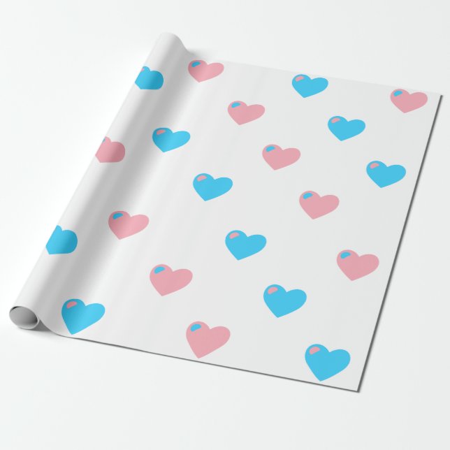 Trans Pride Stora Hjärtan Presentpapper (Utrullad)