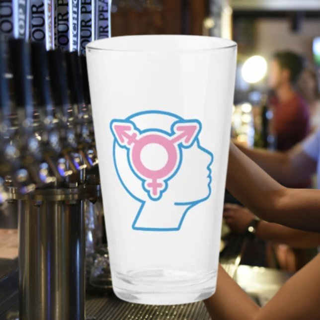 Trans Pride-symbol Glas för Öl/Pintglas (Skapare uppladdad)