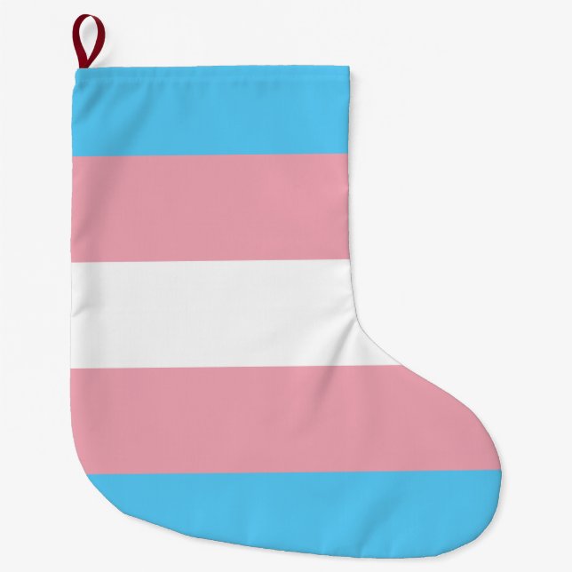Trans Pride (Transpersoners Pride) Flagga Stor Julstrumpa (Framsidan)