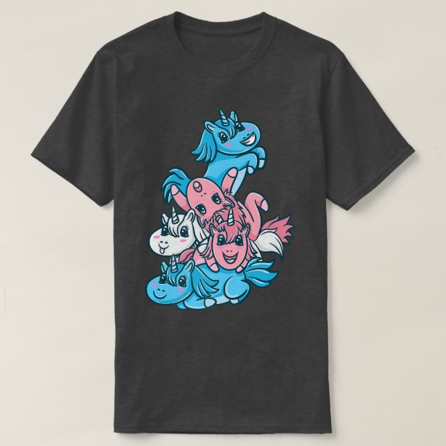 Trans Pride Unicorn Pile Transgender Premium T-Shi T Shirt (Design framsida)