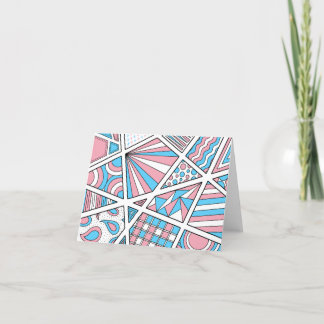 Trans Pride Zen Doodle Abstrakt Rosa Blue White Tack Kort