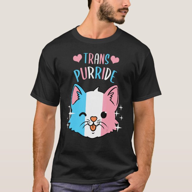 Trans Purride Cat Lgbt Transgender Flagga Sunglass T Shirt (Framsida)