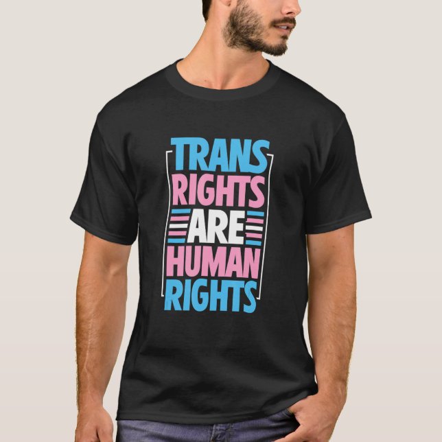 Trans Rights Are Human Rights Transgender Flag Pri T Shirt (Framsida)