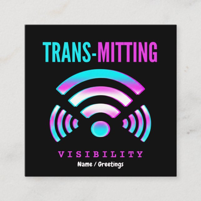 Trans-sändande Synlighet Modern Glitch Transperson Fyrkantigt Visitkort (Framsida)