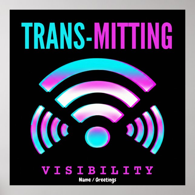 Trans-sändande Synlighet Modern Glitch Transperson Poster (Framsidan)