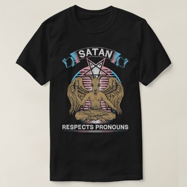 Trans Satan Pronouns, Transeual MTF FTM, Transgend T Shirt (Design framsida)