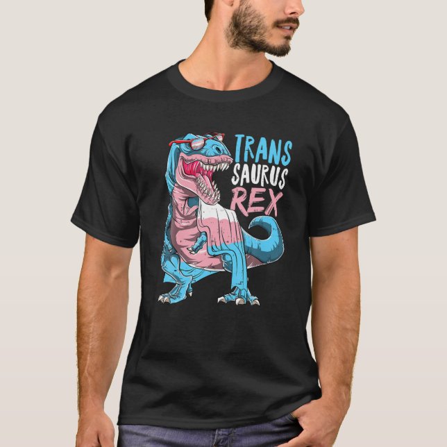 Trans Saurus Rex Allysaurus Dinosaur Transgender L T Shirt (Framsida)