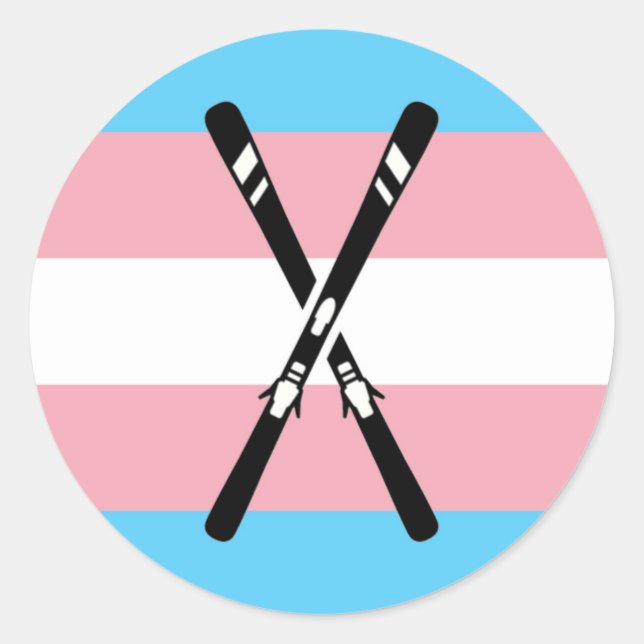 Trans Skis Runt Klistermärke (Framsida)