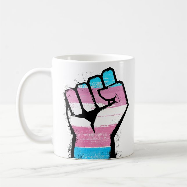 Trans stolthet näve kaffemugg (Vänster)