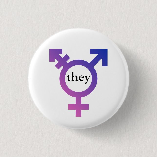Trans.-symbol med föredragen pronomen DEM Knapp (Framsida)