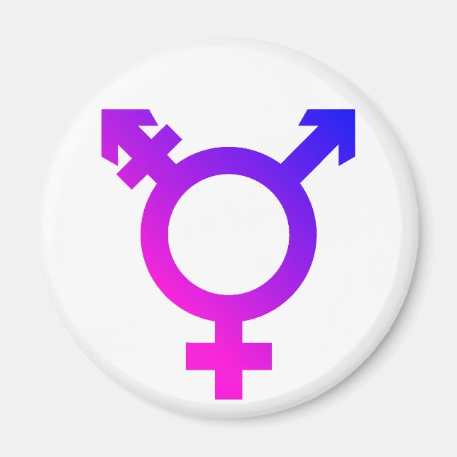 Trans* Symbol rosa/blått Magnet (Framsidan)