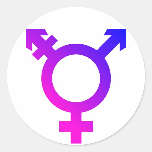 Trans* Symbol rosa/blått Runt Klistermärke (Framsida)