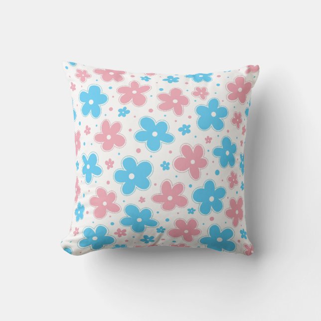 Trans Transgender Pride Flagga Flowers Doodle Past Kudde (Framsida)