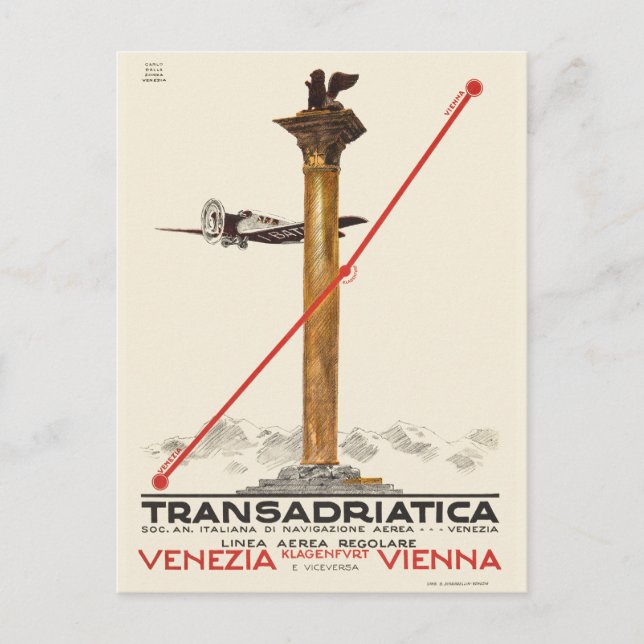 Transadriatica Italien Vintage affisch 1925 Vykort (Framsida)
