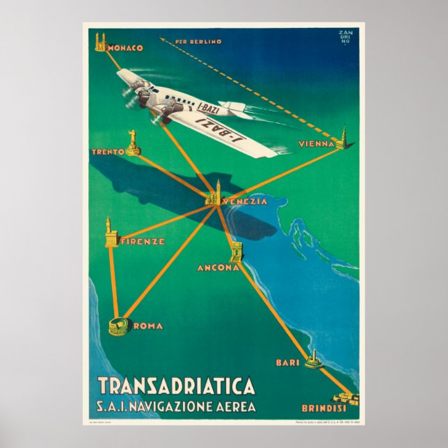 Transadriatica Italien Vintage affisch 1931 (Framsidan)